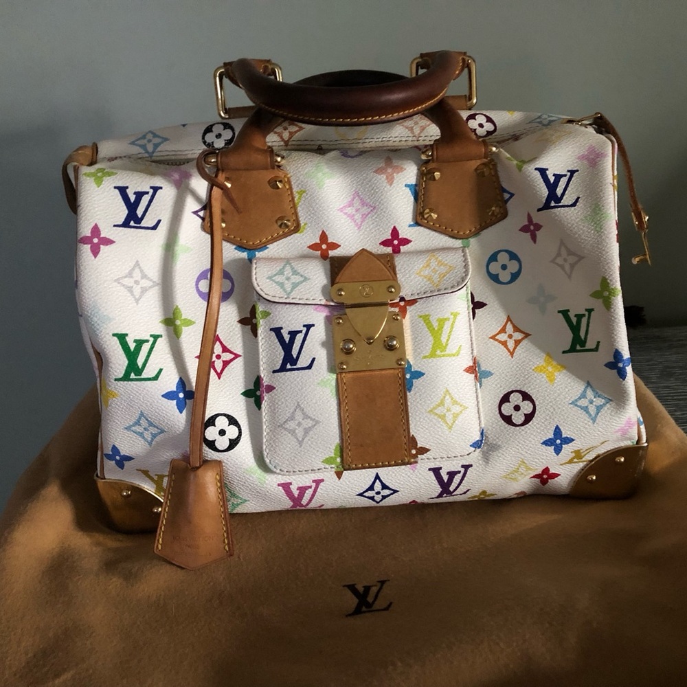 Louis Vuitton White Multicolor Monogram Canvas Travel Satchel